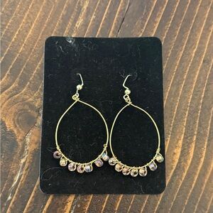 Elegant Gold Hoop Earrings with Beaded Accents